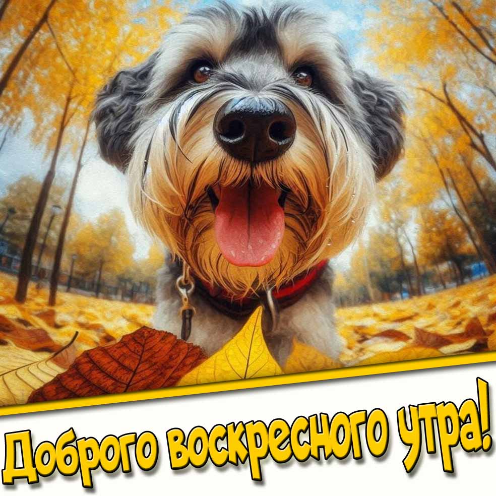 Доброго воскресного утра! - осенняя картинка с собакой