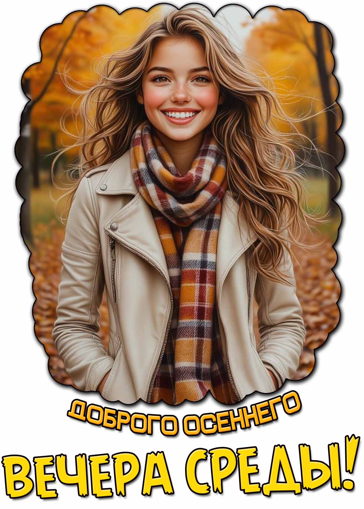 Позитивная открытка доброго осеннего вечера среды