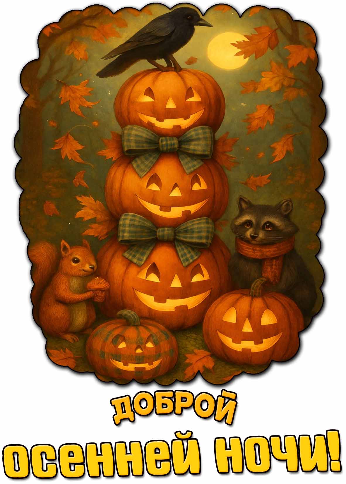 Прикольная картинка доброй осенней ночи