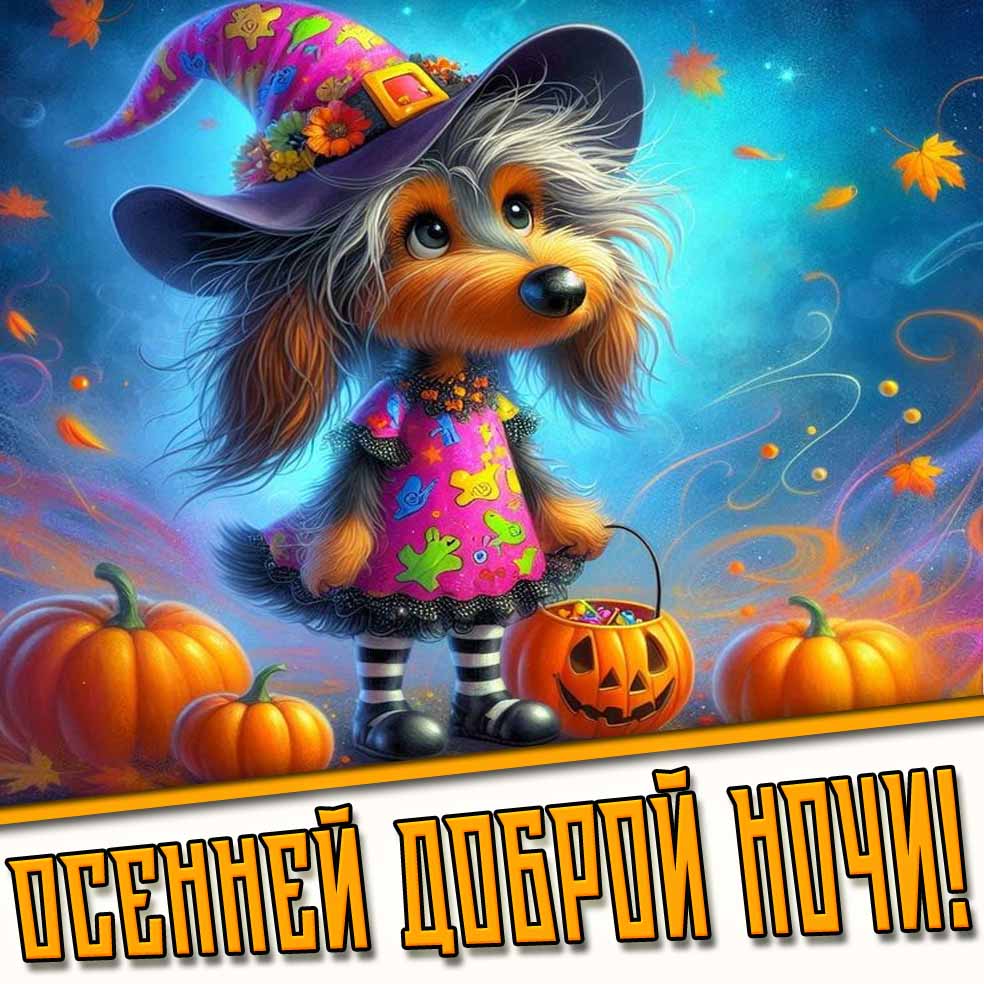 Осенней доброй ночи! - мультяшная картинка