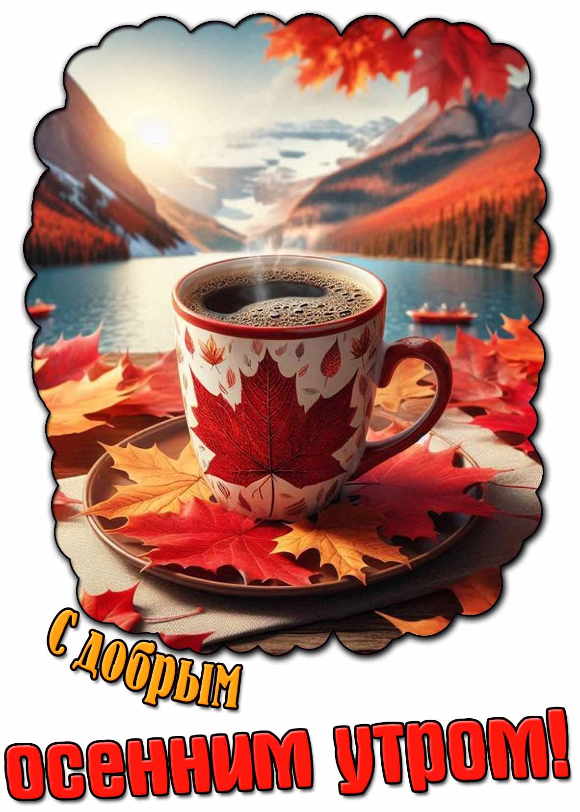С добрым осенним утром! - картинка с кофе