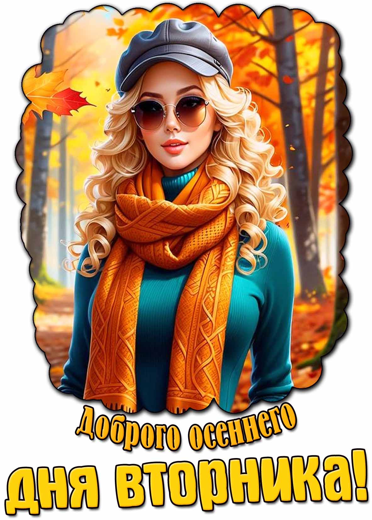 Открытка доброго осеннего дня вторника