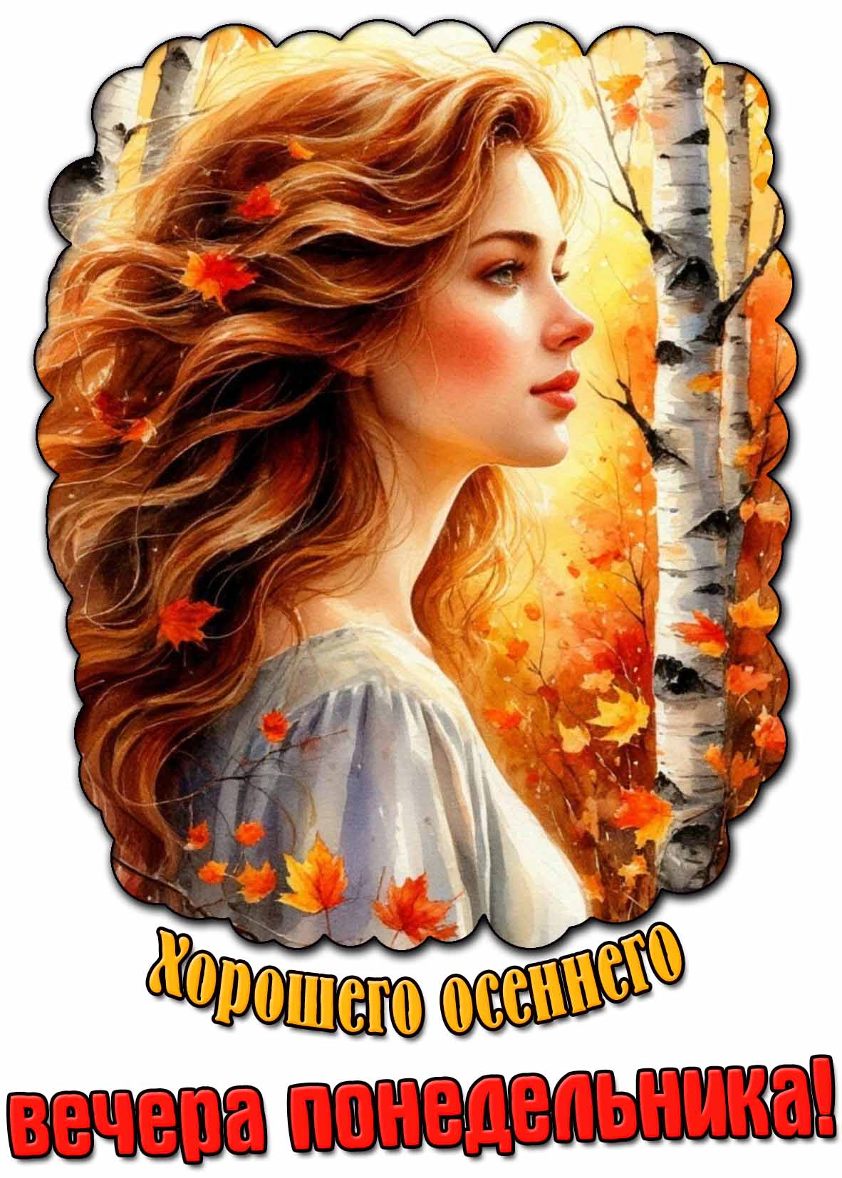 Открытка хорошего осеннего вечера понедельника