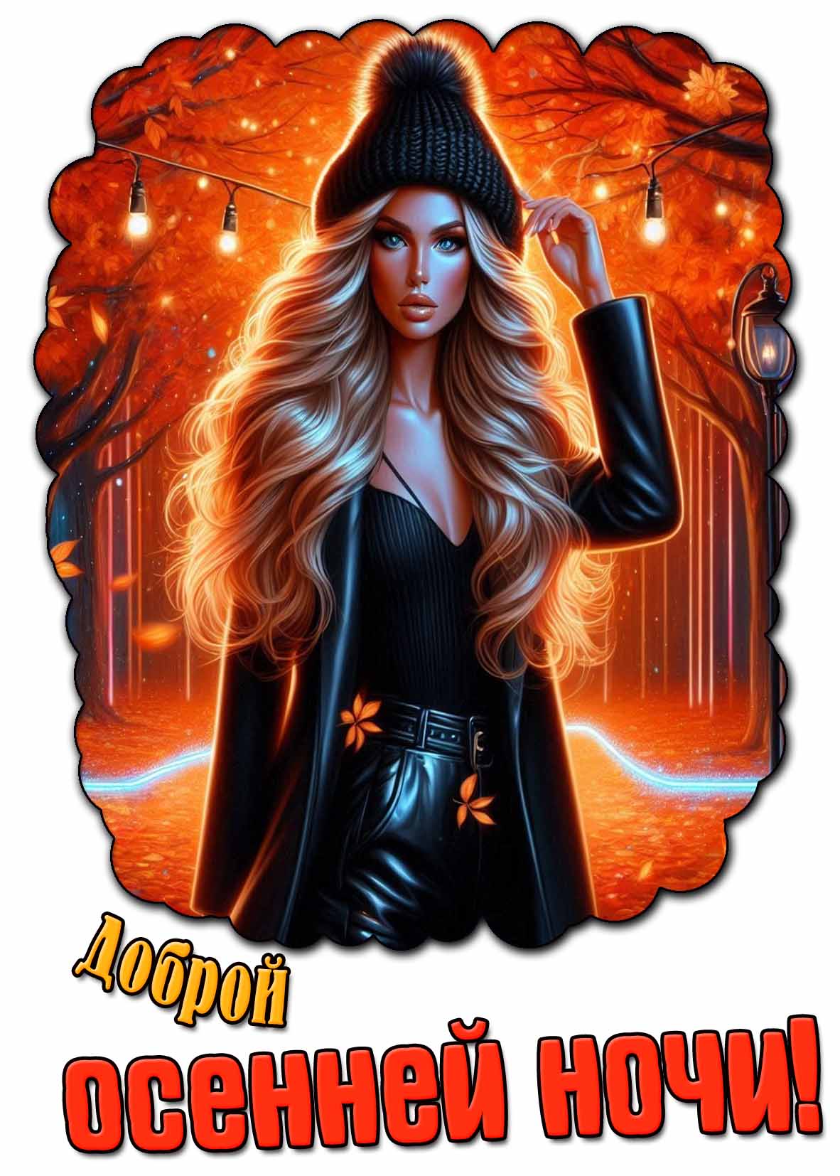 Открытка доброй осенней ночи