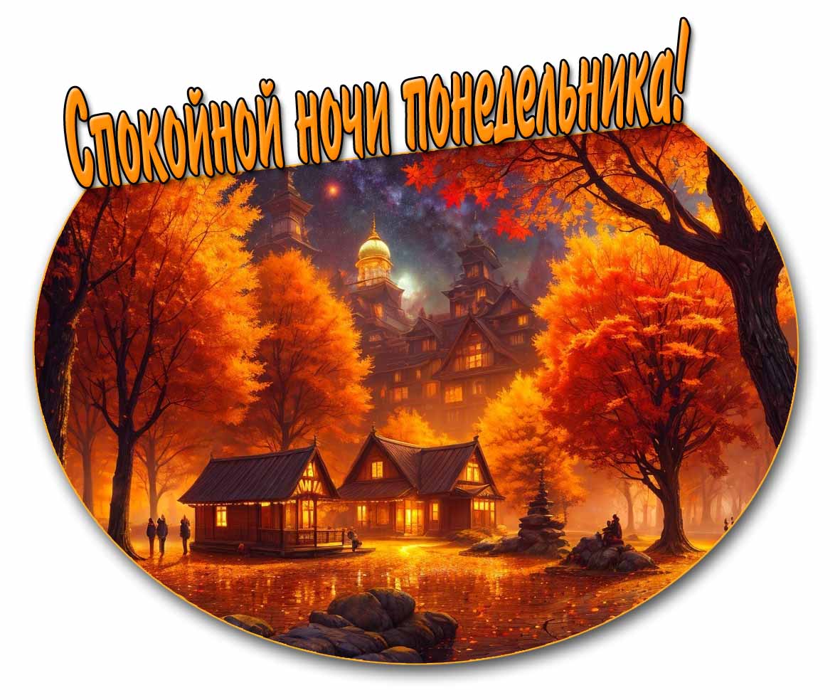 Осенняя открытка спокойной ночи понедельника