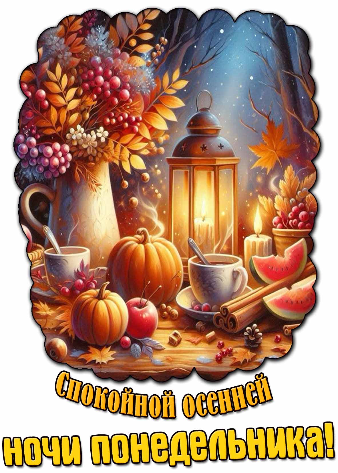 Картинка спокойной осенней ночи понедельника
