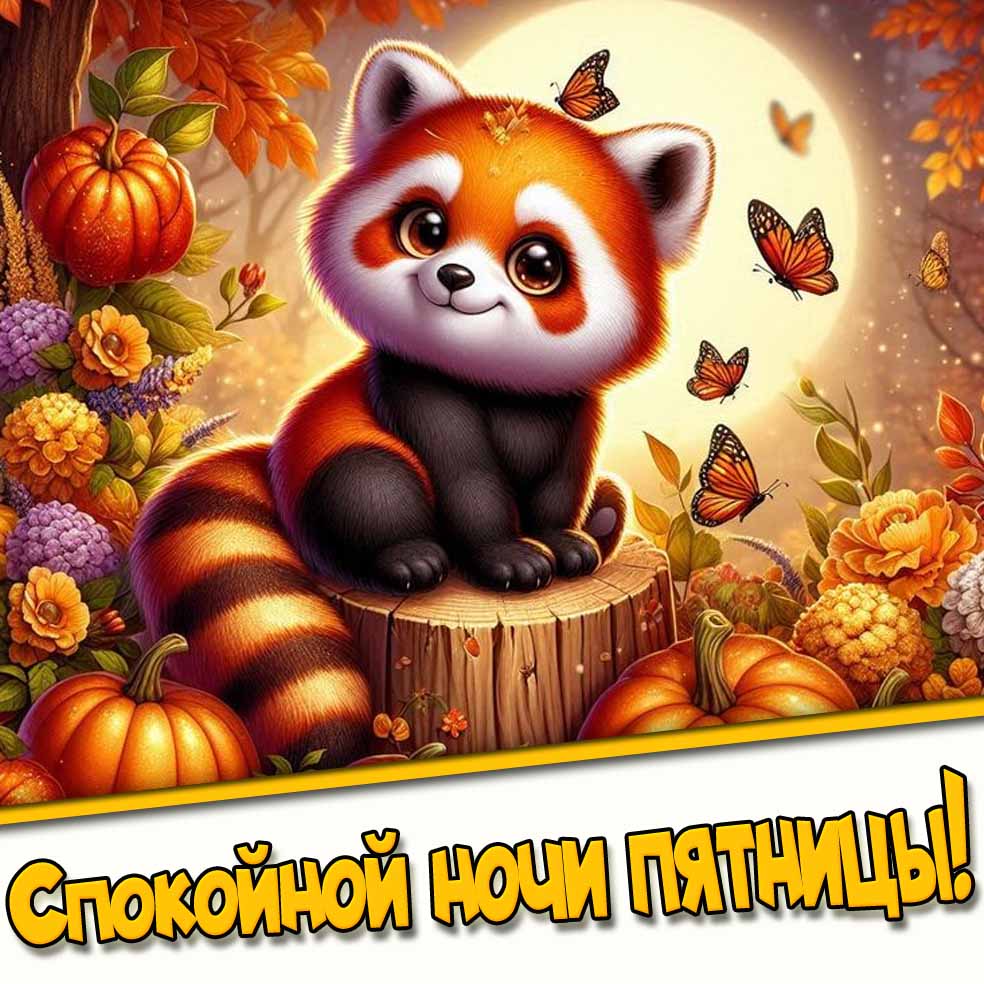 Прикольная осенняя открытка спокойной ночи пятницы
