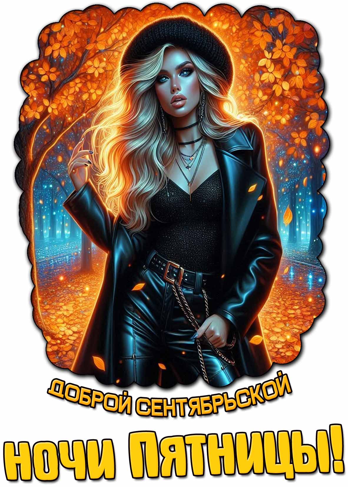 Открытка доброй сентябрьской ночи пятницы