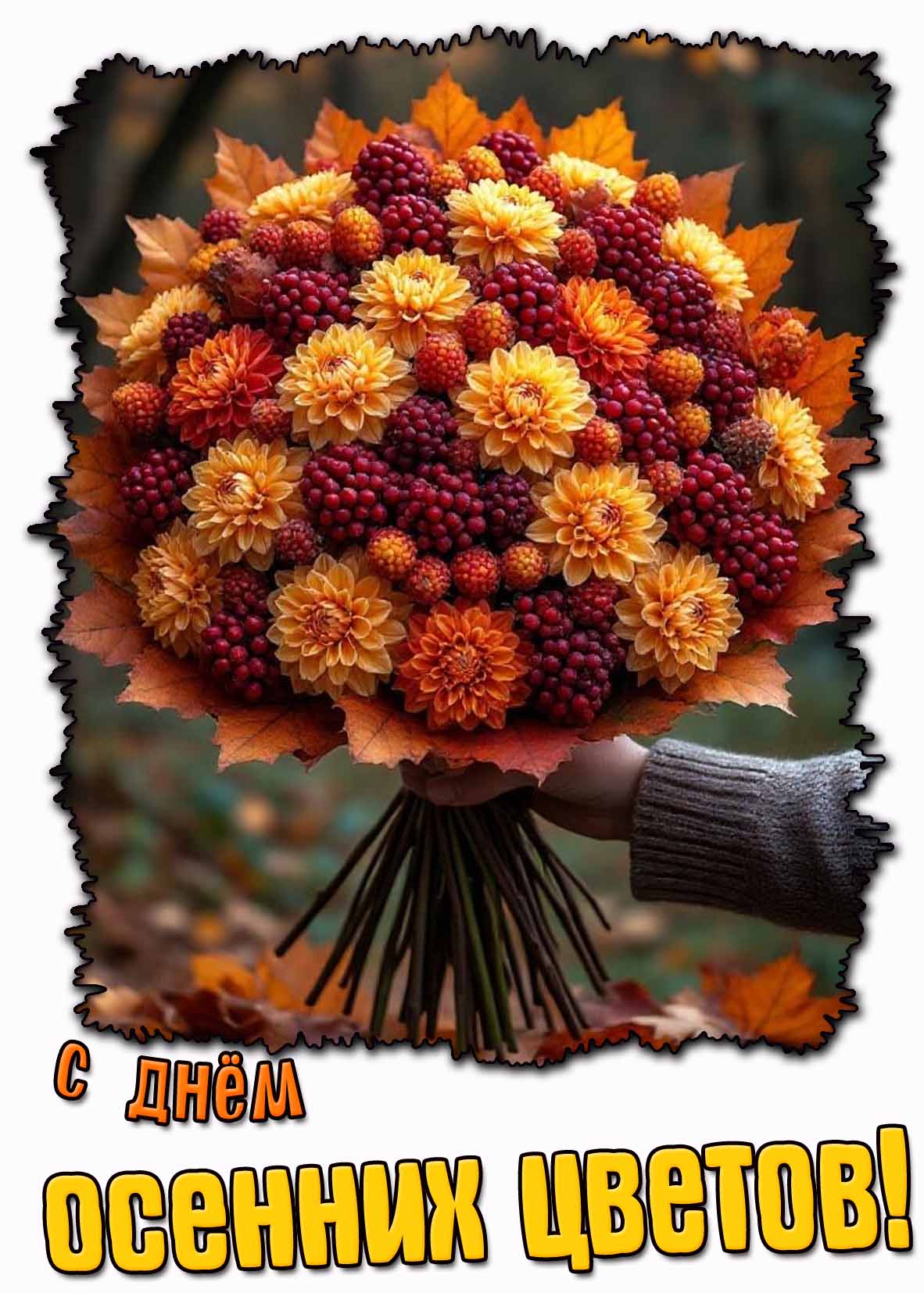 Красивая открытка с днём осенних цветов