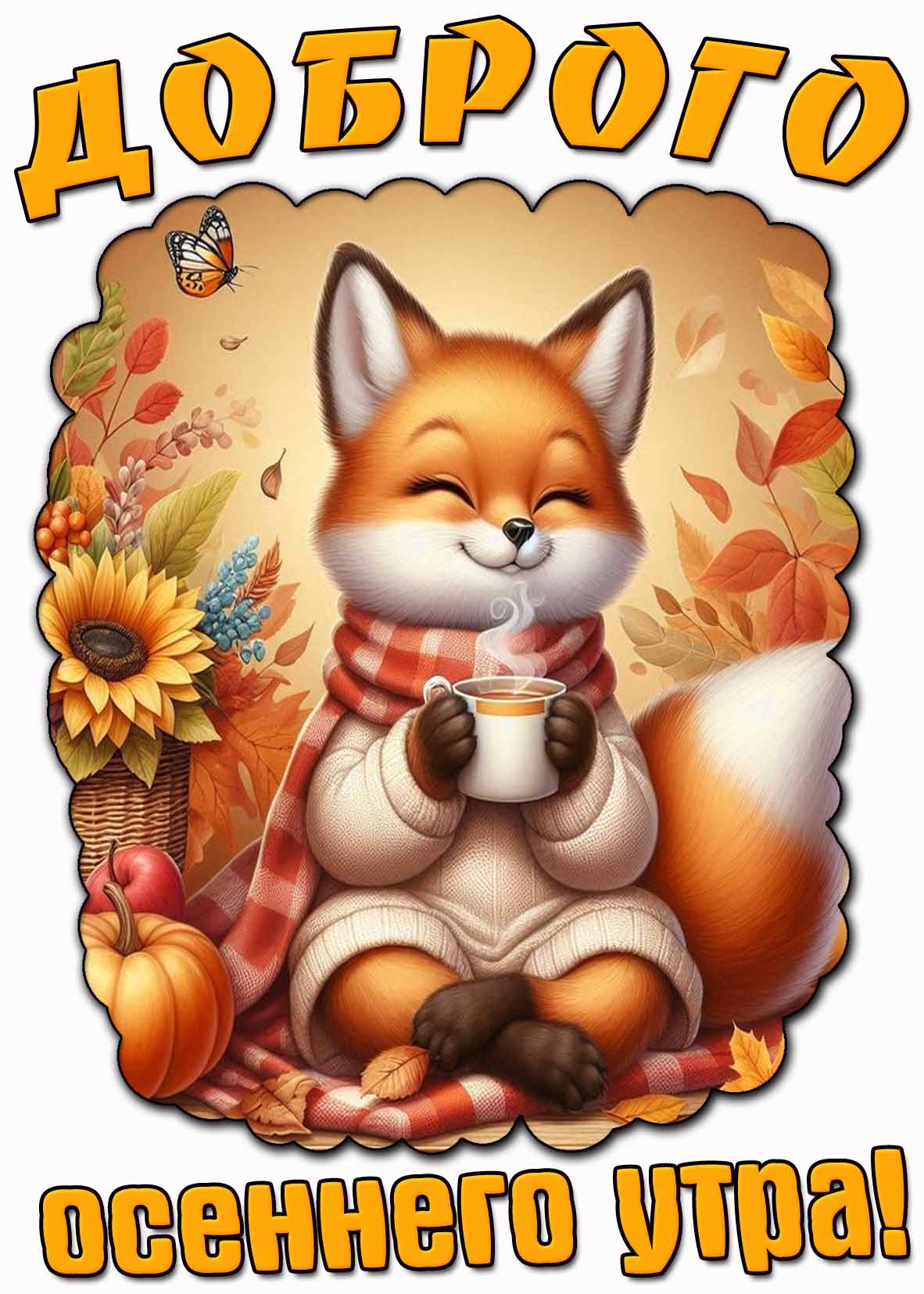 Красивая открытка доброго осеннего утра