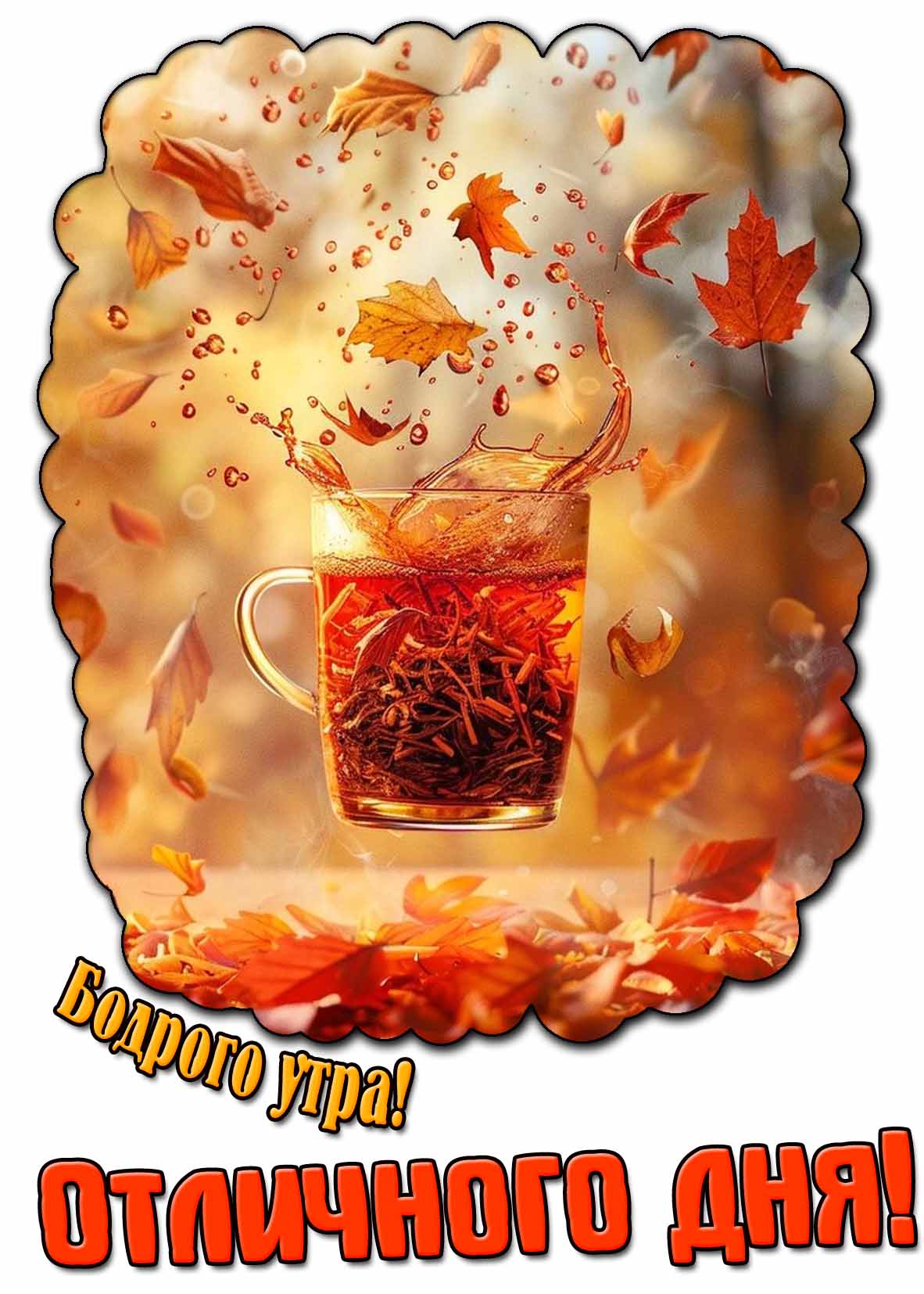 Осенняя открытка "Бодрого утра! Отличного дня!"