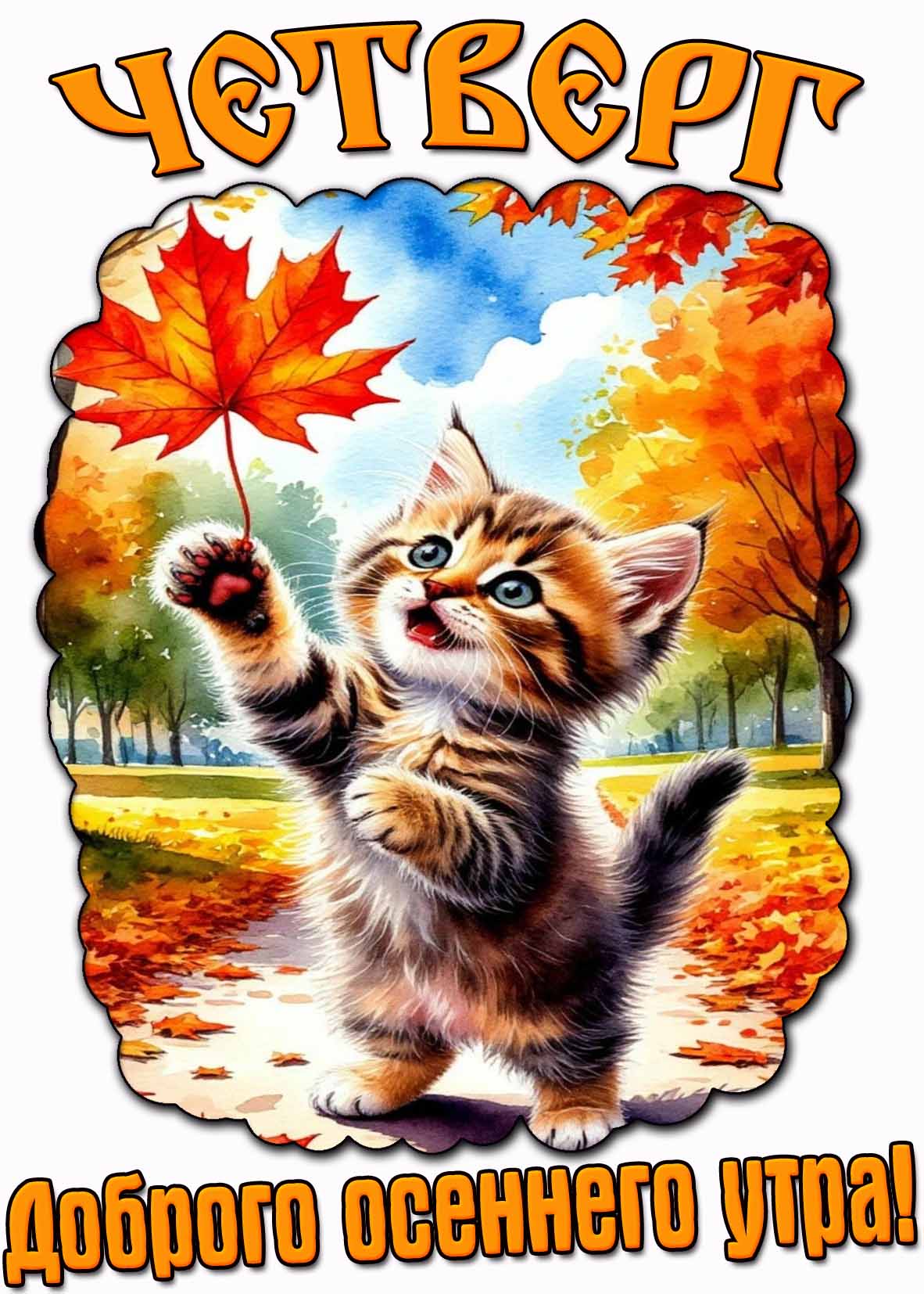 Прикольная картинка "Четверг! Доброго осеннего утра!"