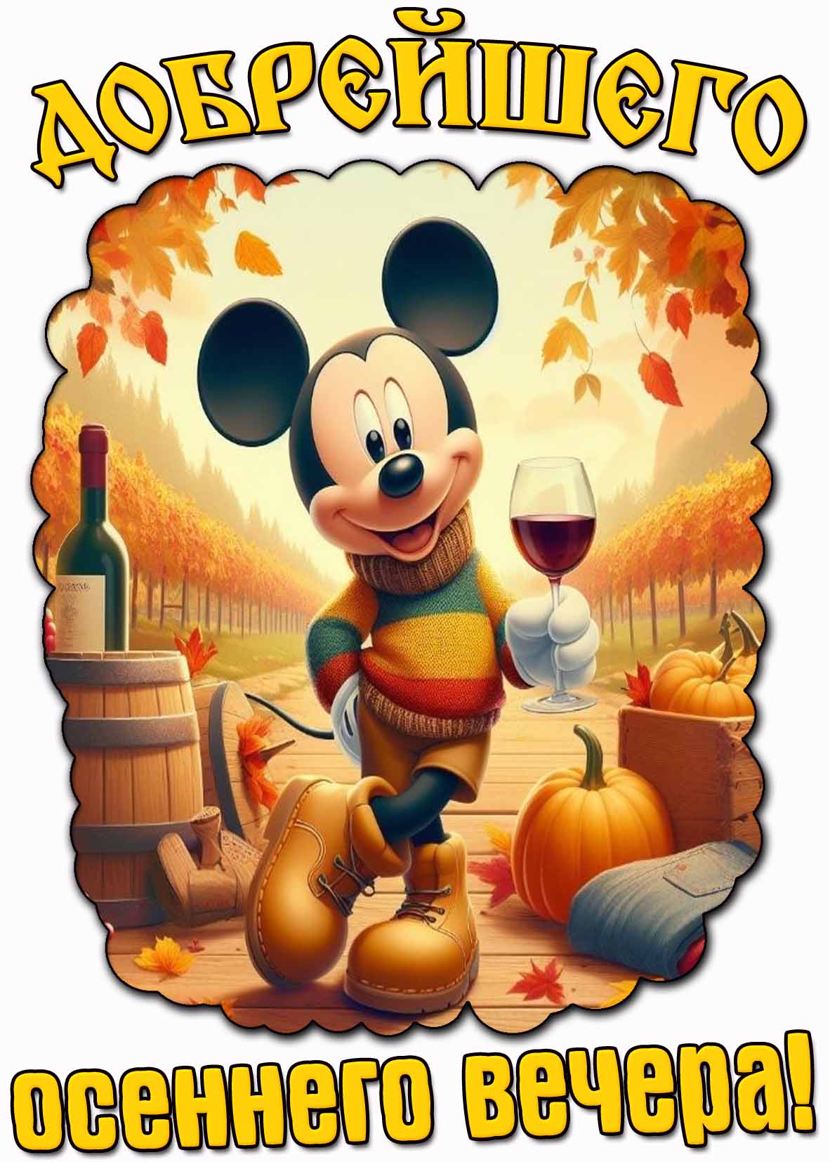 Добрейшего осеннего вечера! - прикольная мультяшная картинка