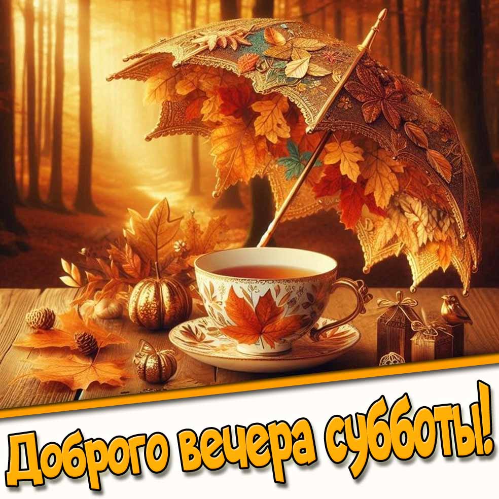Доброго вечера субботы! - осенняя картинка с чаем