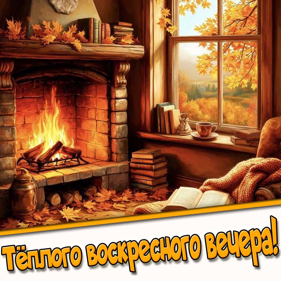 Осенняя открытка "Тёплого воскресного вечера!"