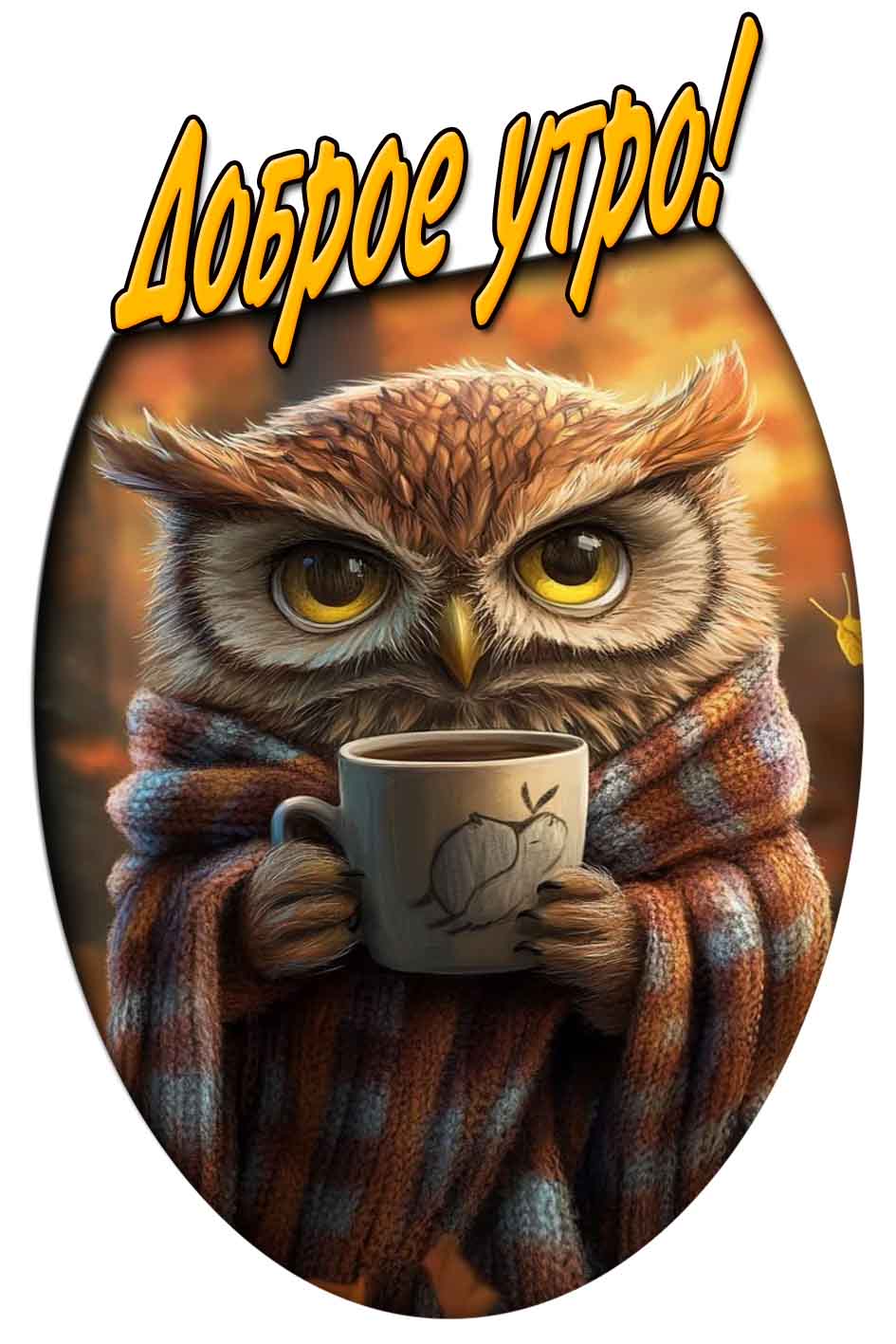 Доброе утро! - осенняя открытка с совой