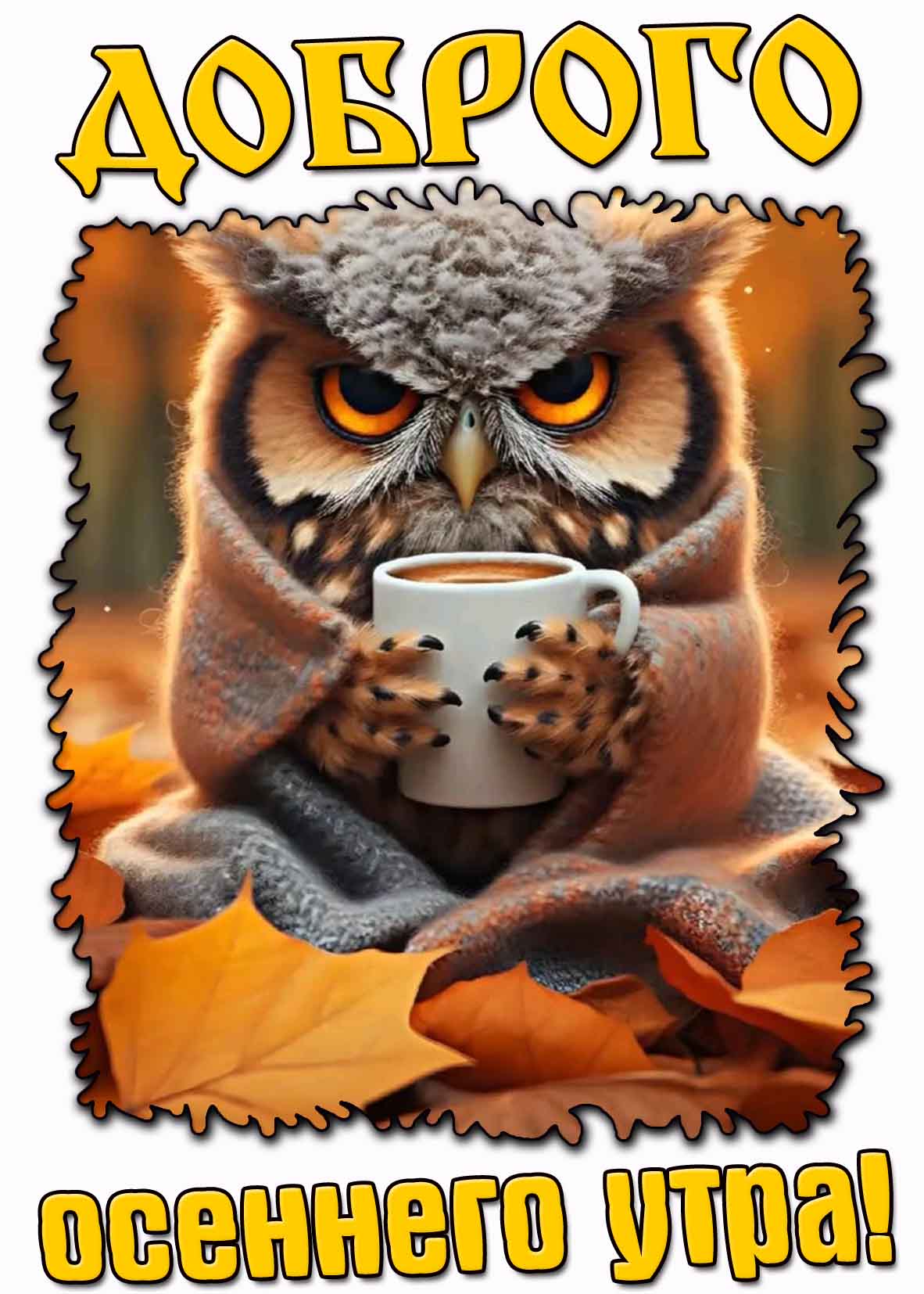 Доброго осеннего утра! - прикольная картинка с совой