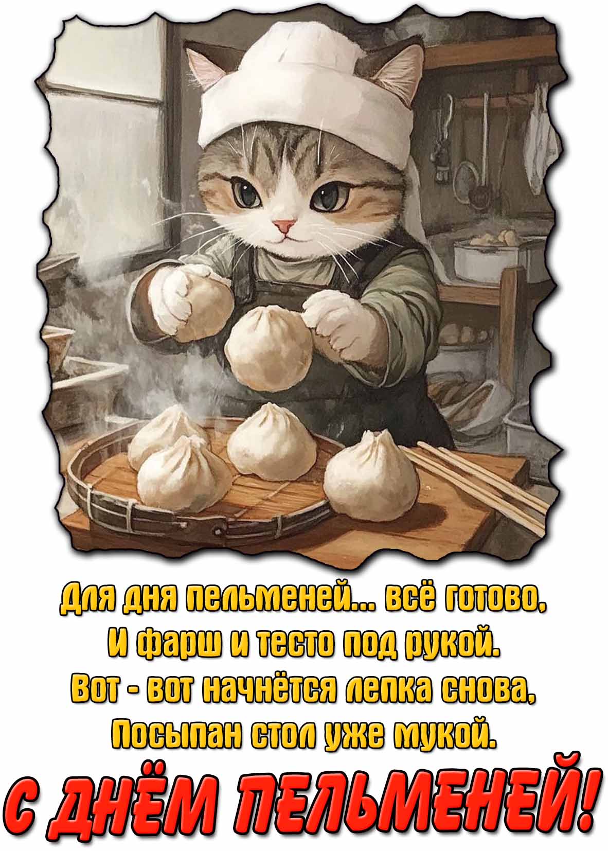 Картинка - поздравление с днём пельменей