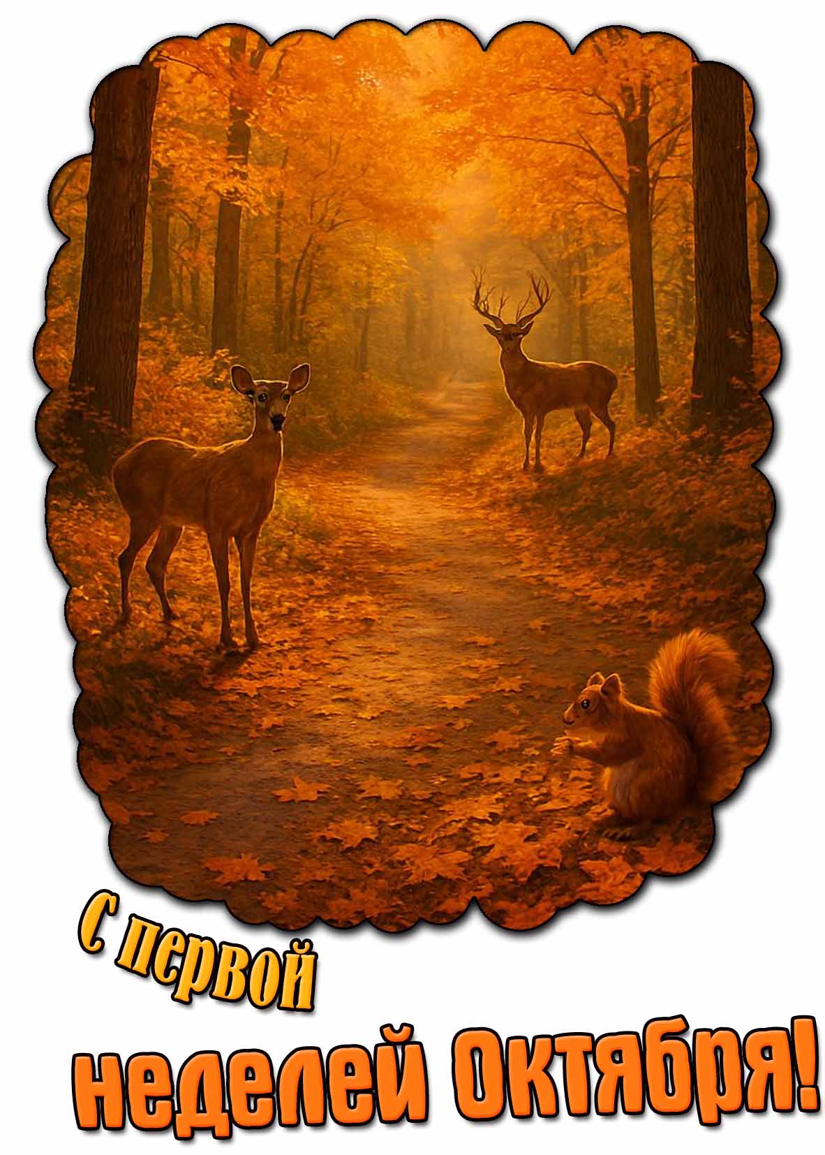 Открытка с первой неделей октября