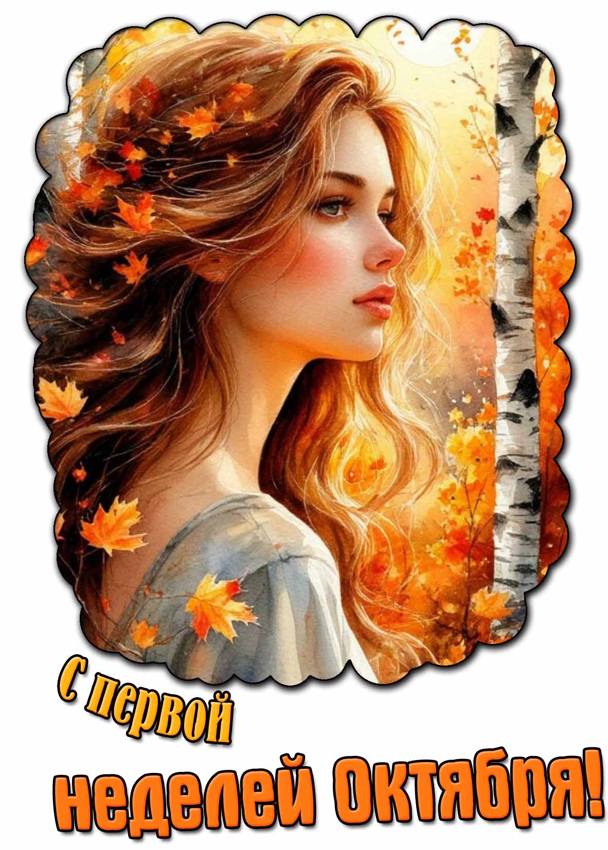 Красивая открытка с первой неделей октября