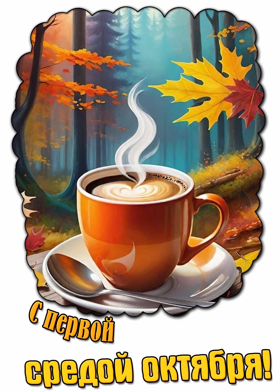 Красивая открытка с первой средой октября