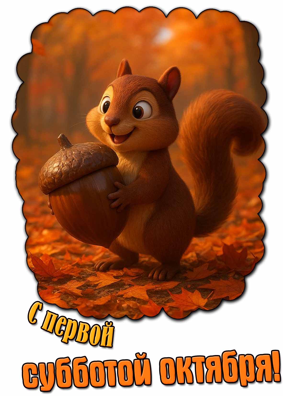 Красивая открытка с первой субботой октября