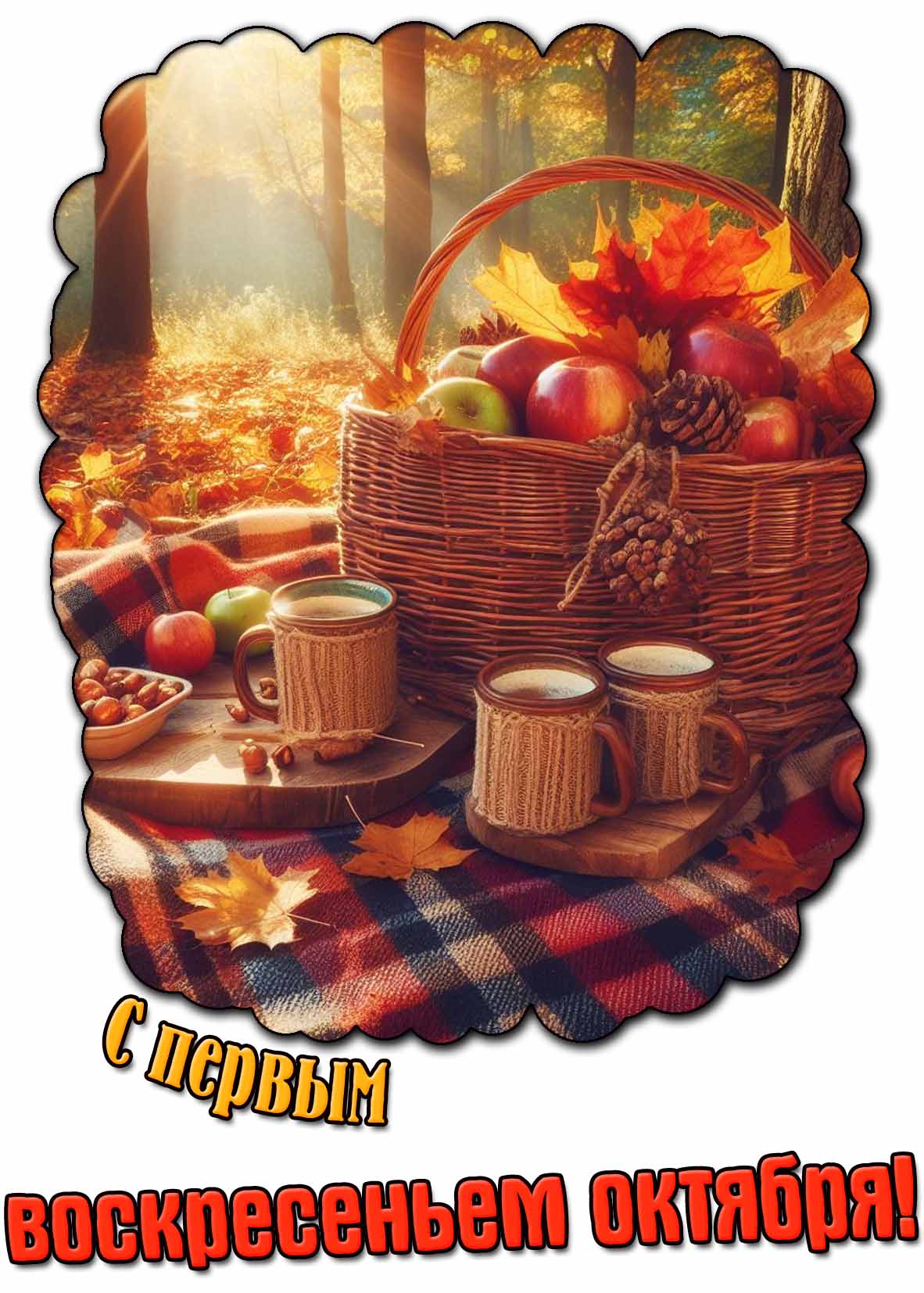 Солнечная открытка с первым воскресеньем октября