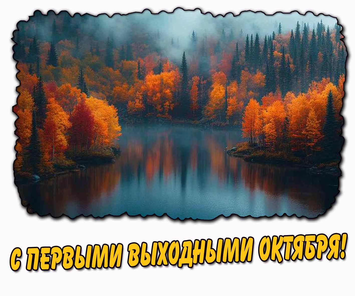 С первыми выходными октября! - осенняя открытка