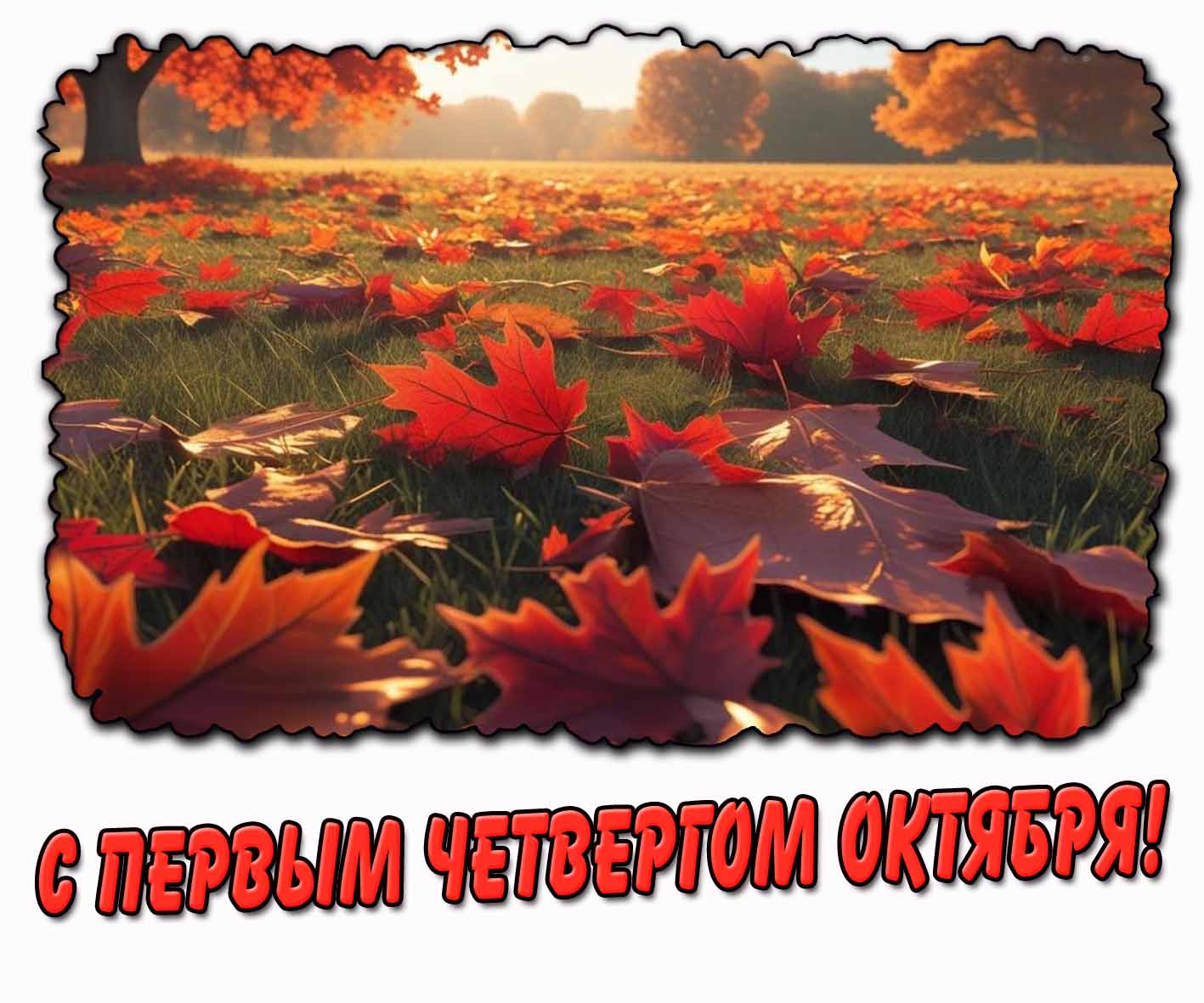 С первым четвергом октября! - картинка с осенними листьями