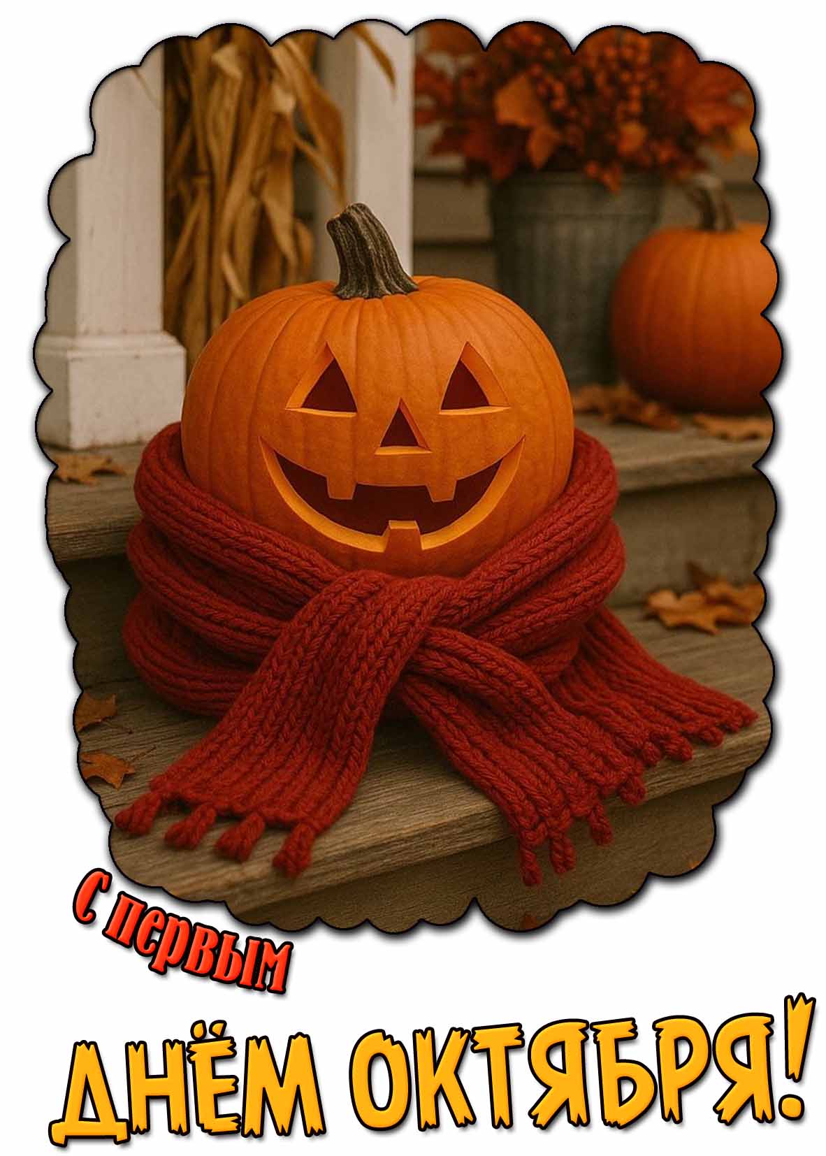 Прикольная открытка с первым днём октября