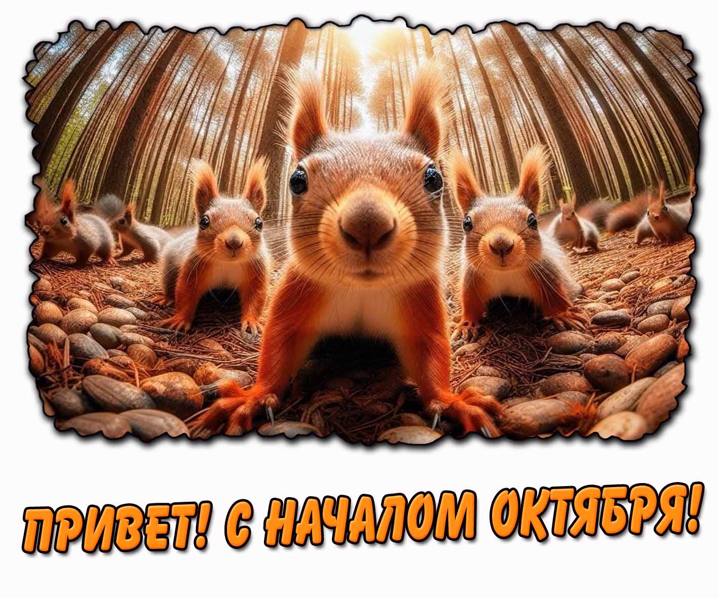 Прикольная картинка "Привет! С началом октября!"