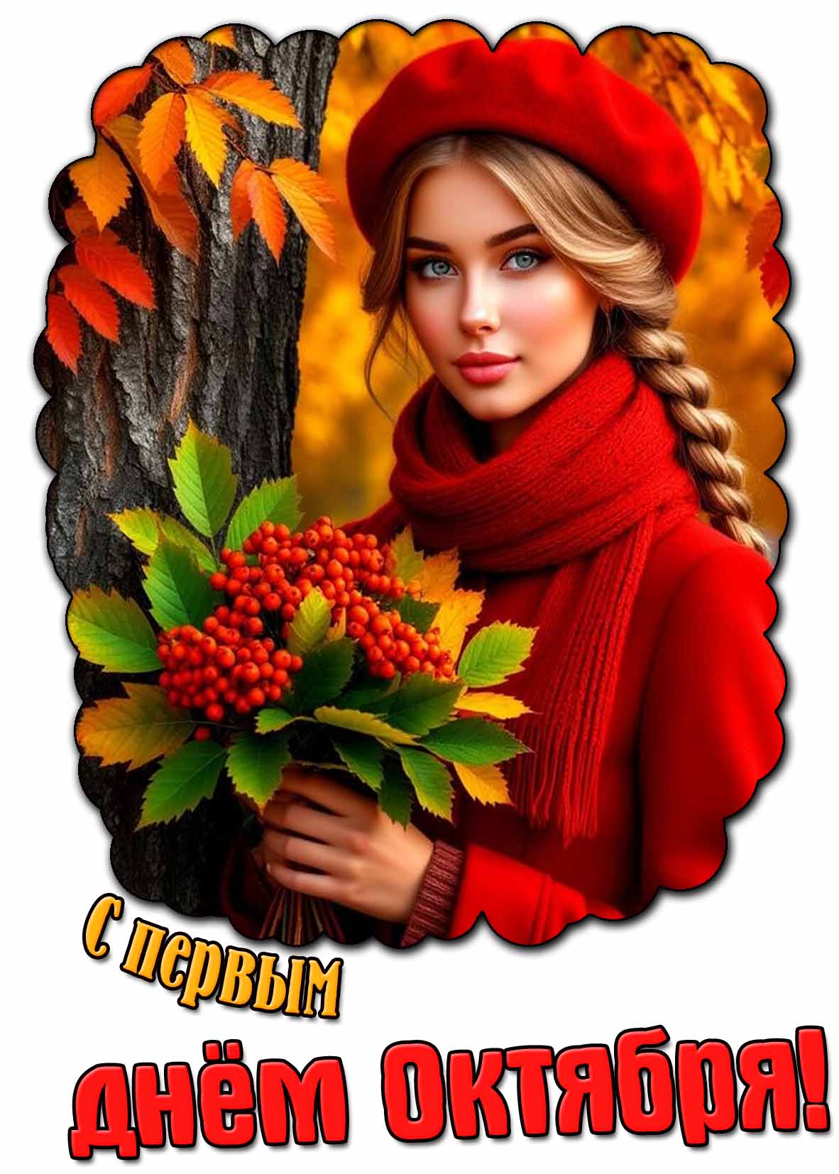 Красивая открытка с первым днём октября