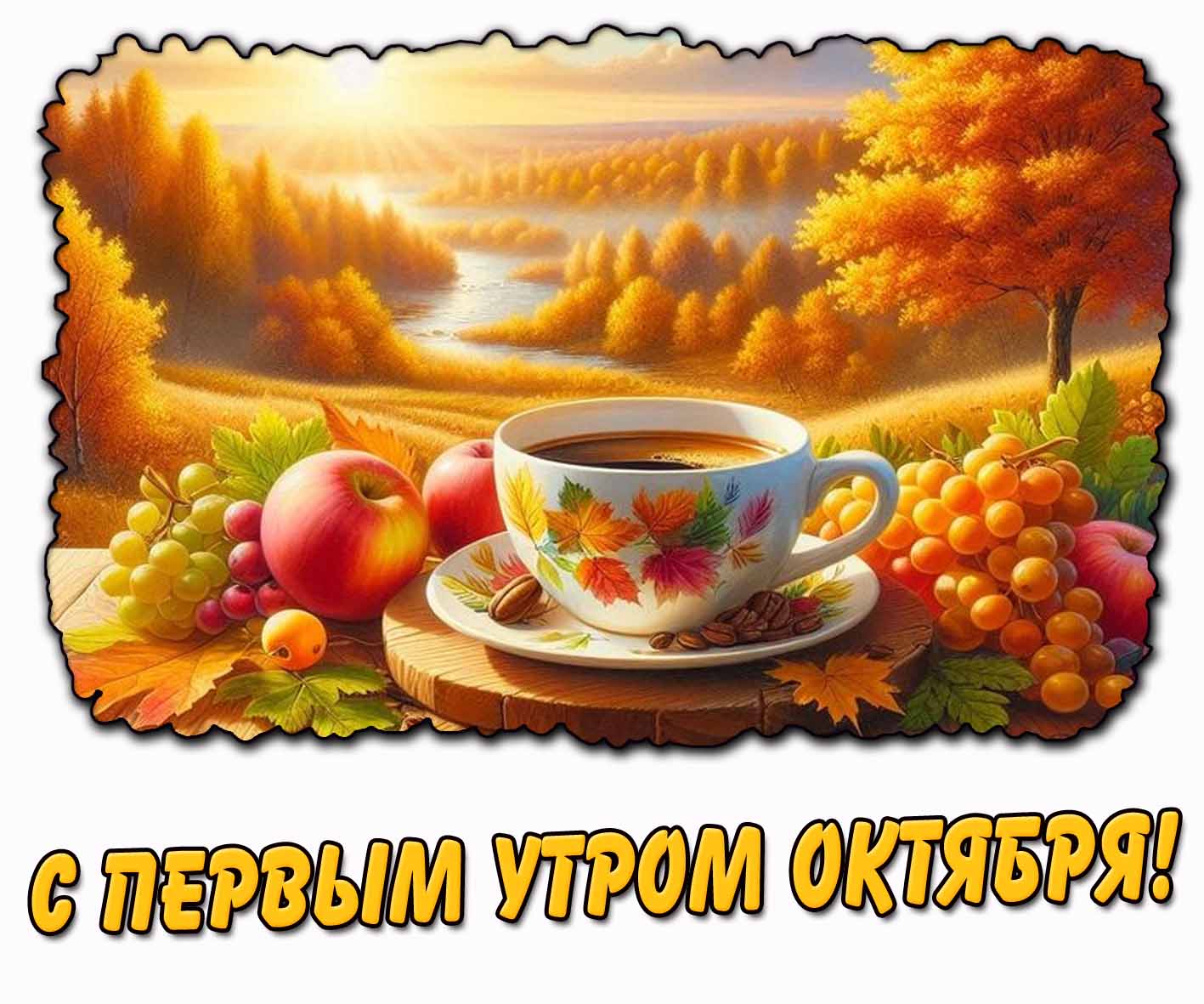 Открытка с первым утром октября