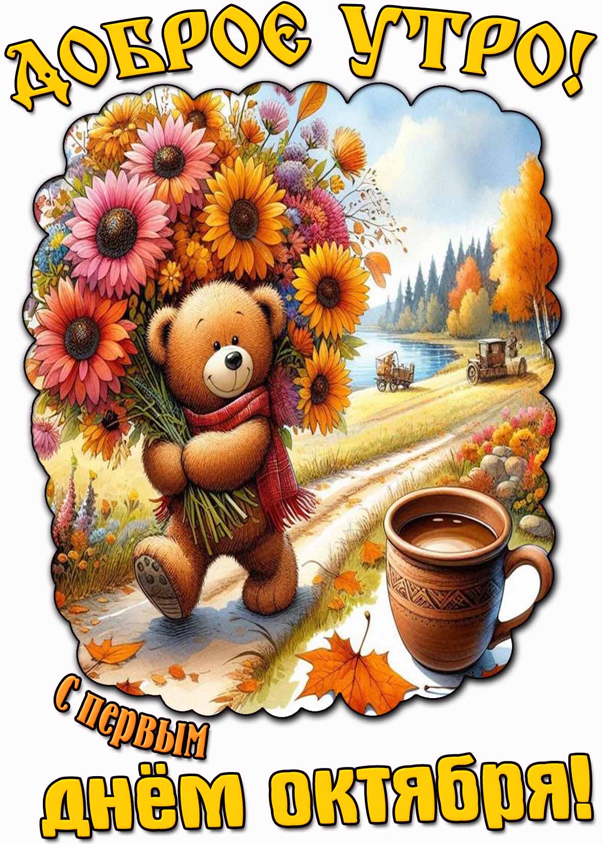 Картинка "Доброе утро! С первым днём октября!"