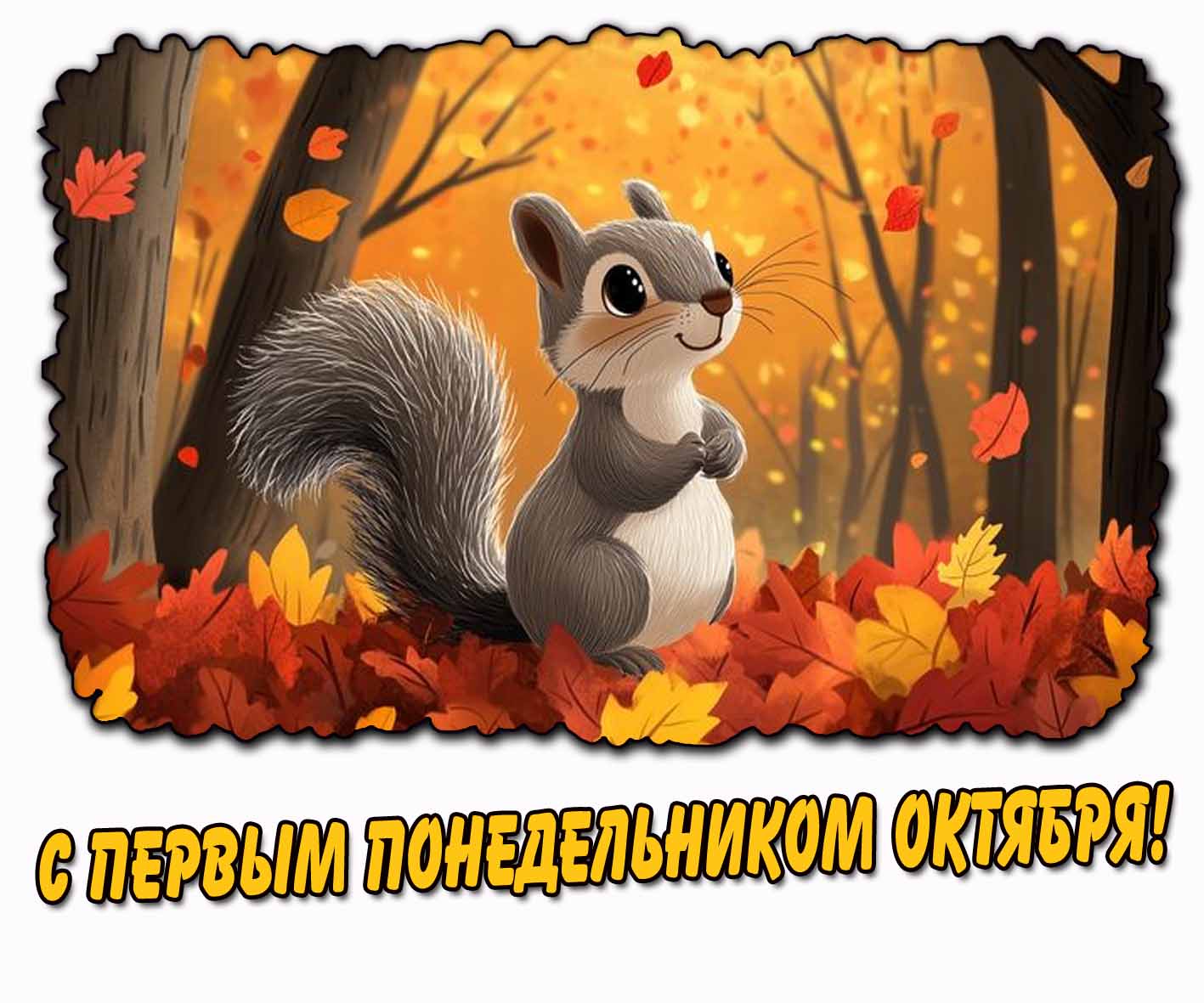 С первым понедельником октября! - красивая осенняя открытка