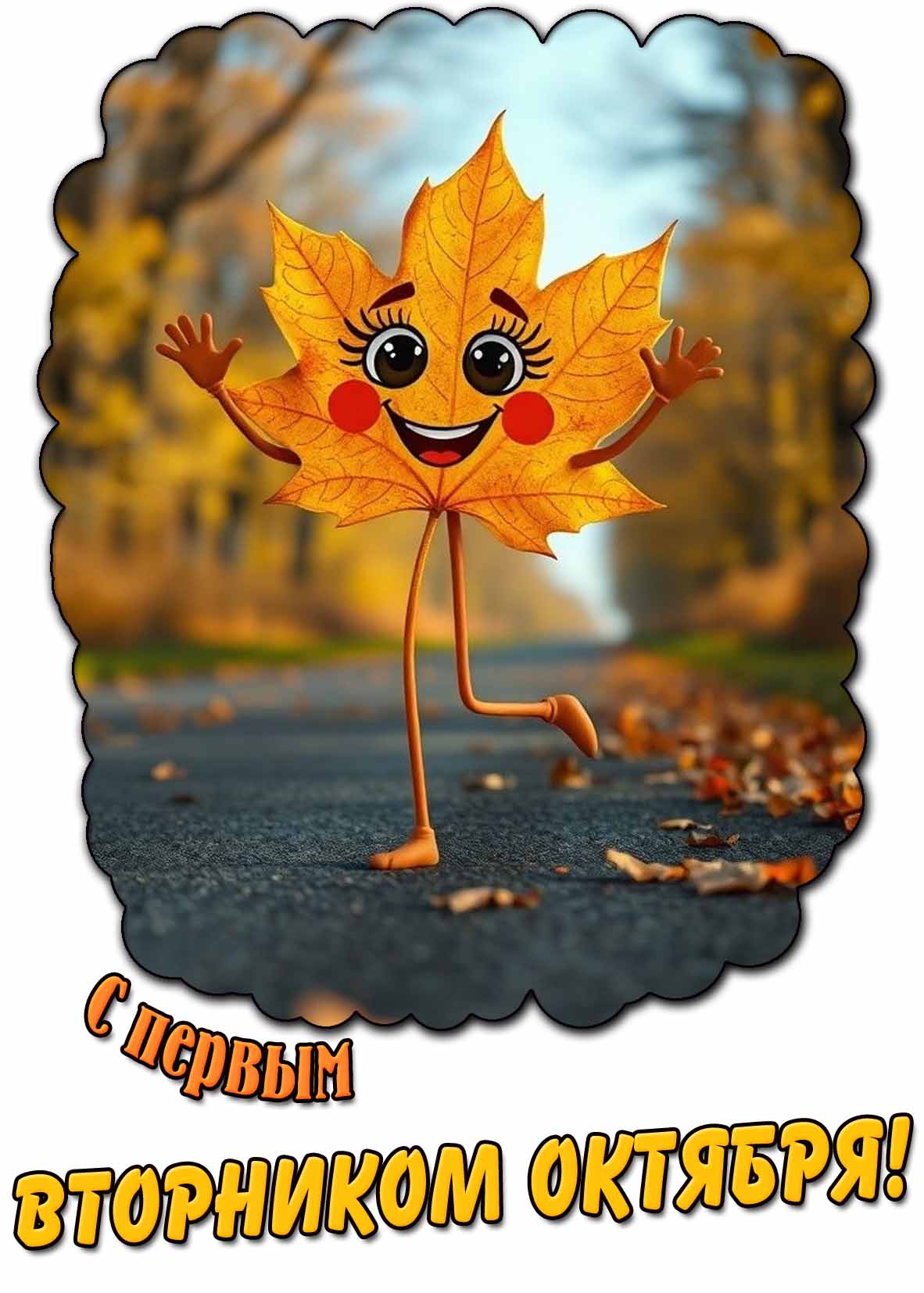 Смешная открытка с первым вторником октября