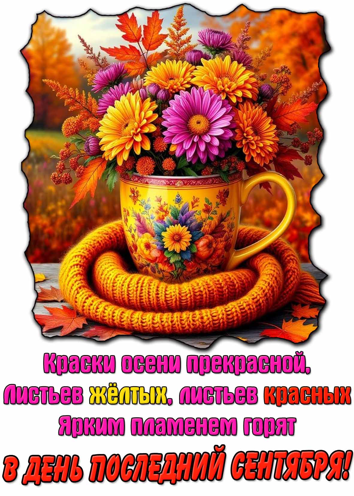 Картинка - поздравление с последним днём сентября