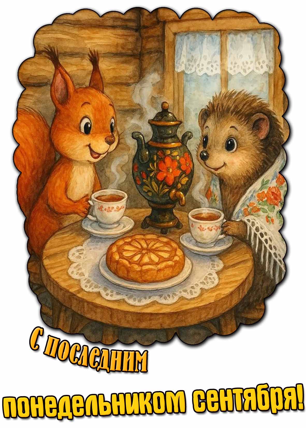 Красивая открытка с последним понедельником сентября