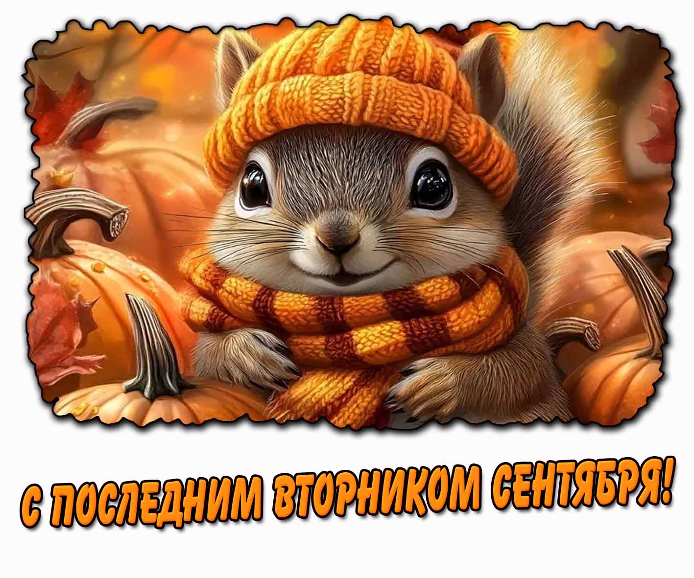 С последним вторником сентября! - прикольная картинка с белочкой