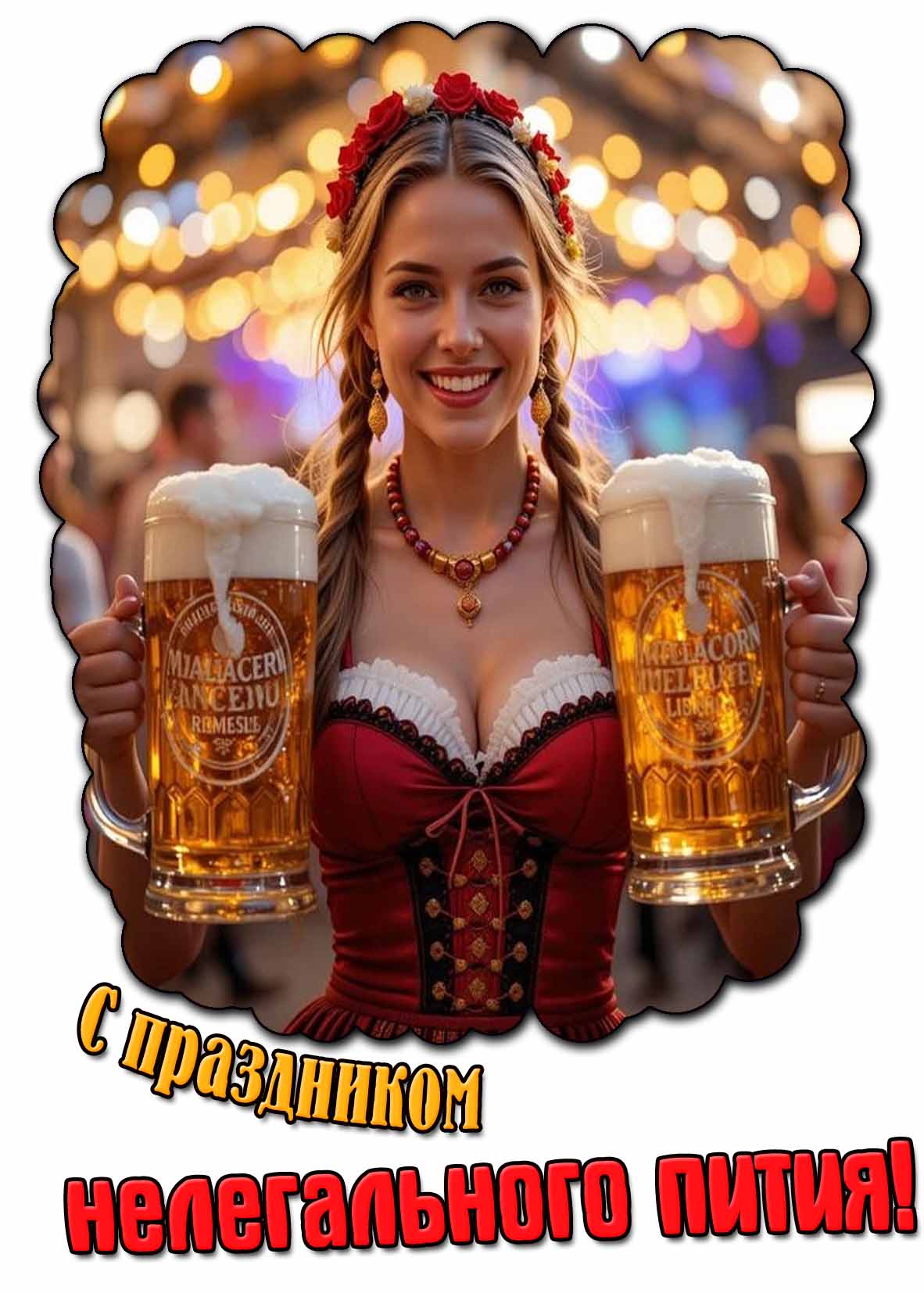 Красивая открытка с праздником нелегального пития