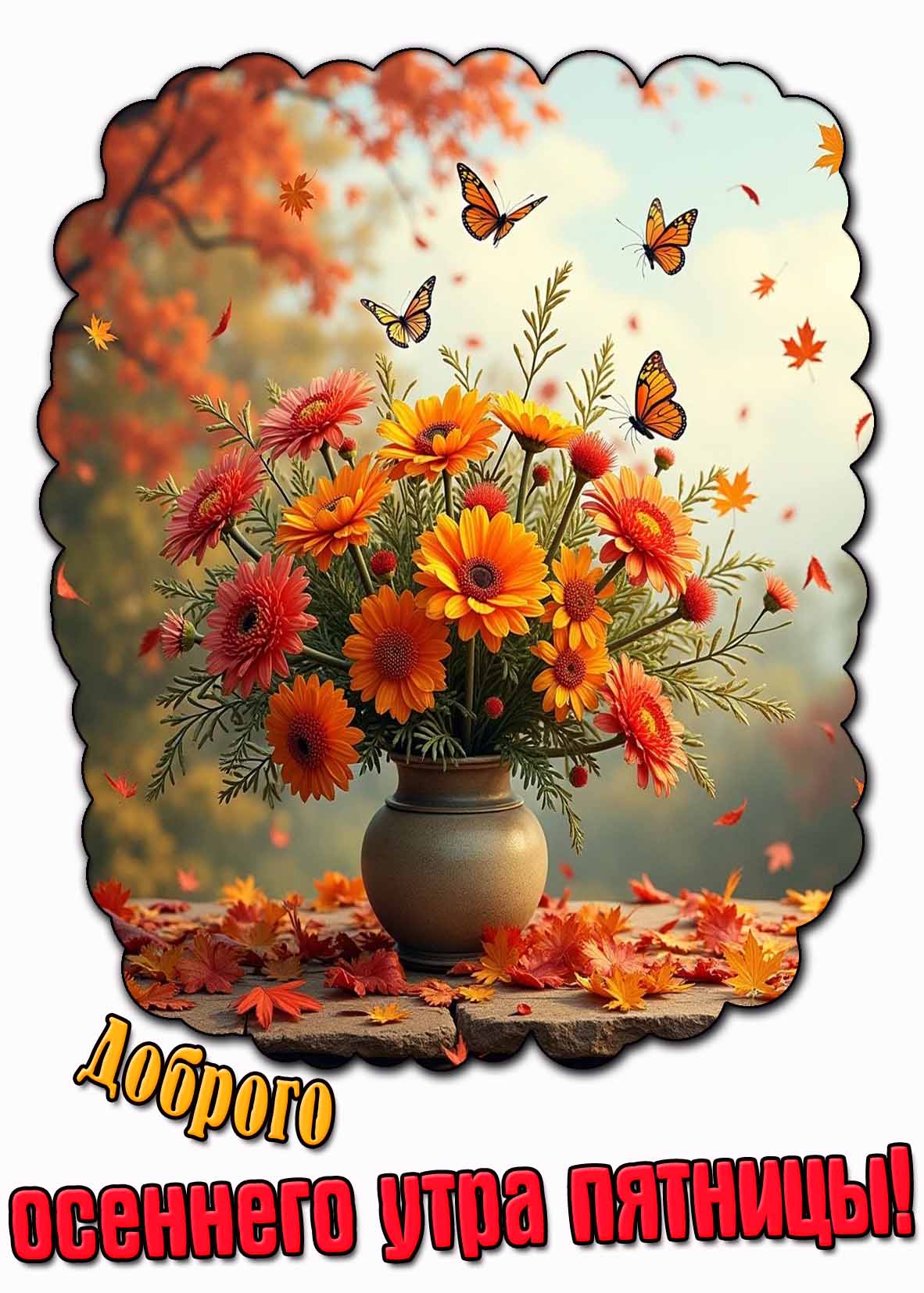 Доброго осеннего утра пятницы! - картинка с цветами