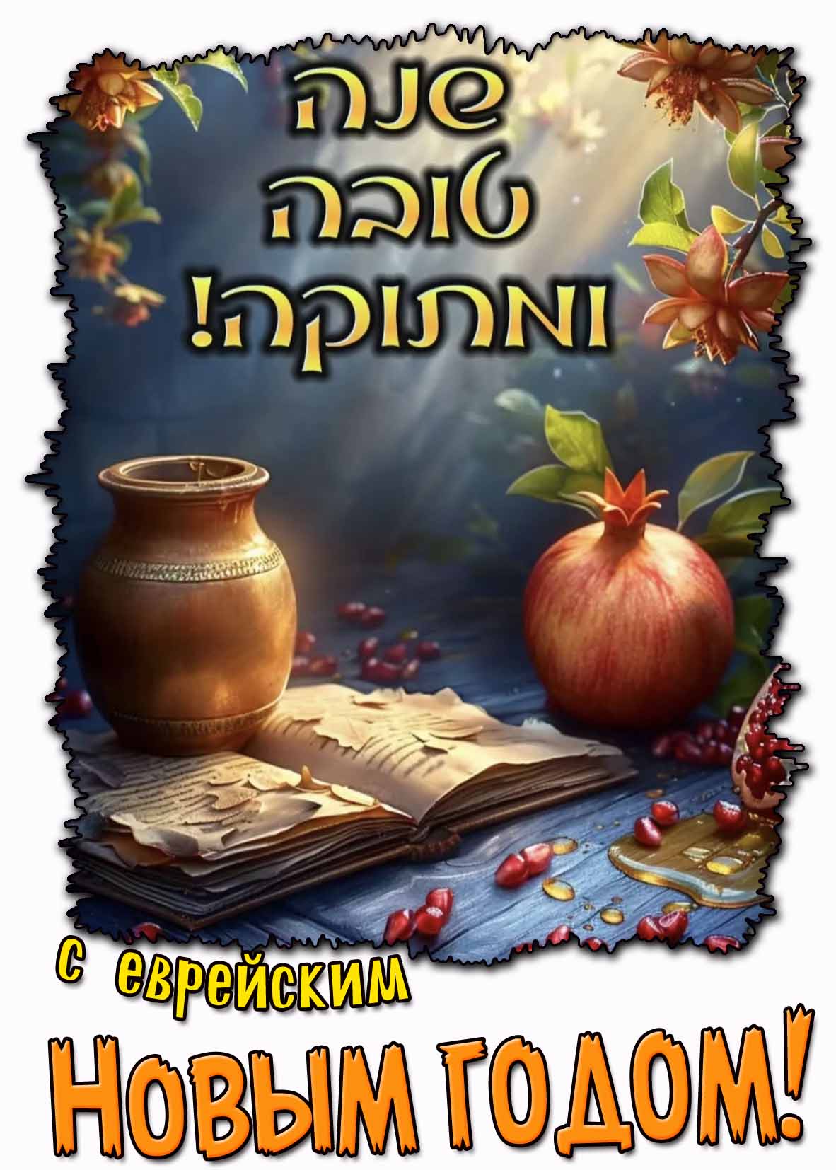 Красивая открытка с еврейским новым годом
