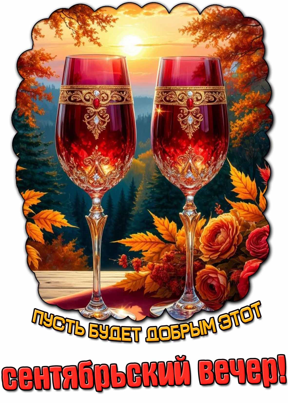 Открытка пусть будет добрым этот сентябрьский вечер