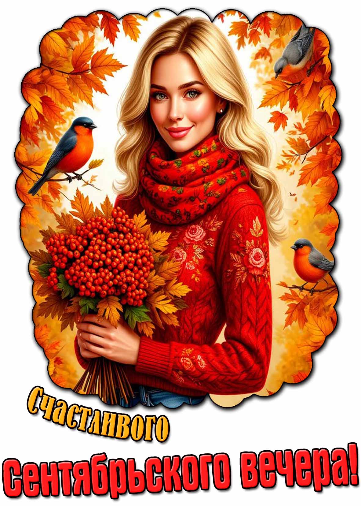 Счастливого сентябрьского вечера! - картинка с красивой девушкой