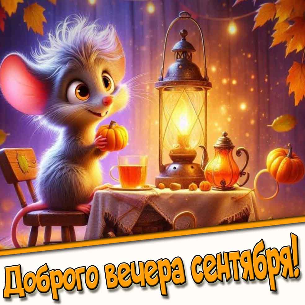 Доброго вечера сентября! - мультяшная картинка