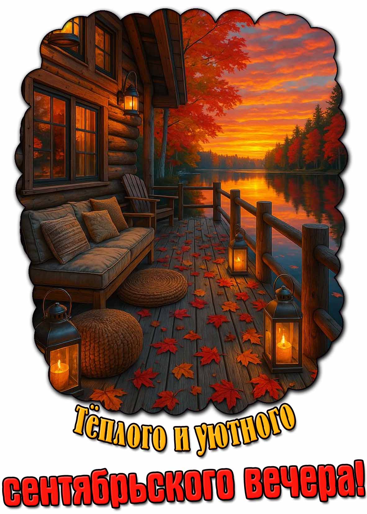 Открытка тёплого и уютного сентябрьского вечера