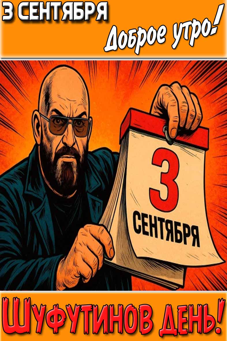 Открытка "3 сентября доброе утро! Шуфутинов день!"