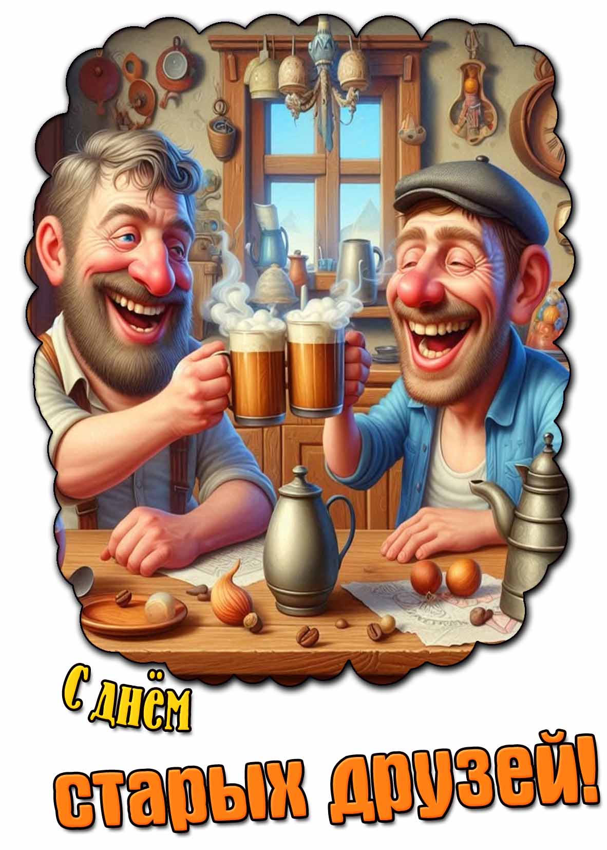 С днём старых друзей! - открытка