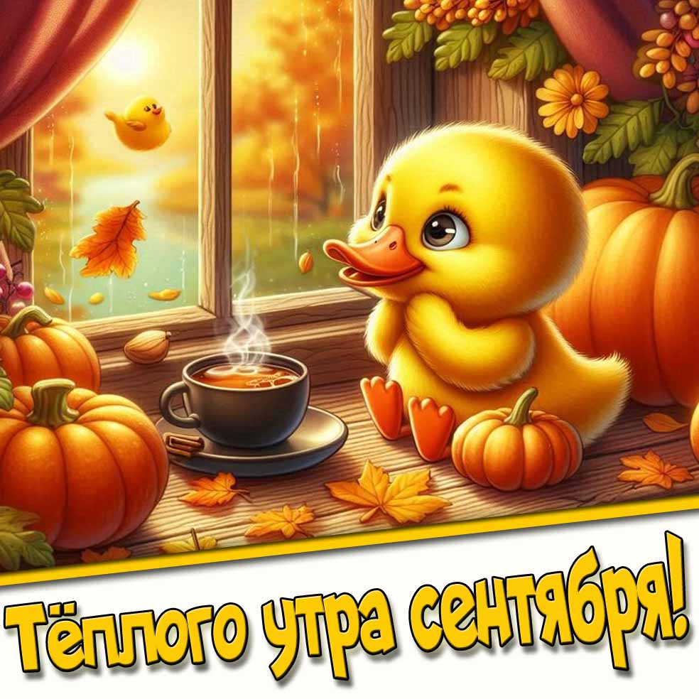 Тёплого утра сентября! - прикольная открытка