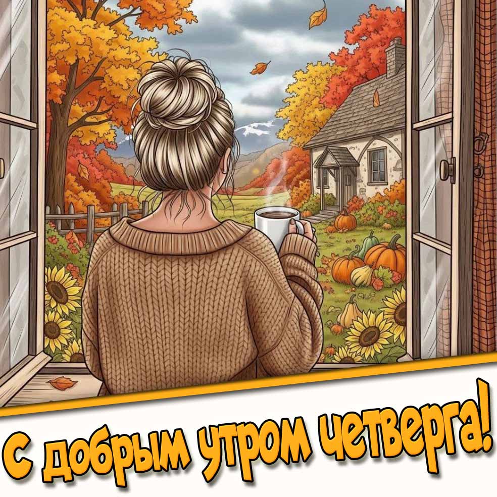 Дождливая осенняя картинка "С добрым утром четверга!"